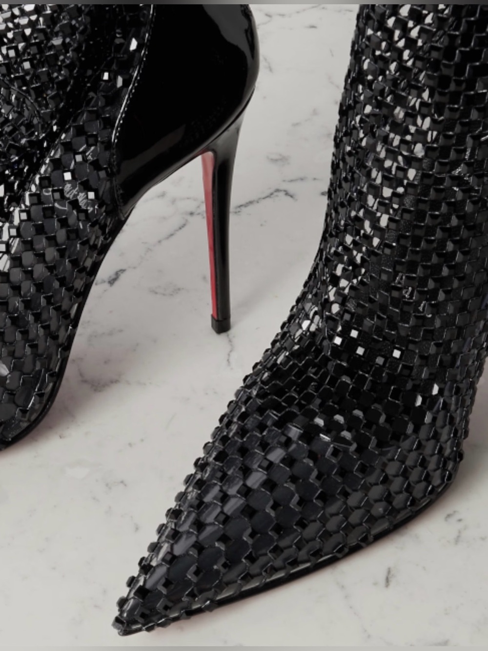 CHRISTIAN LOUBOUTIN Kate Max 100 Black Crystal Ankle Boots EU 39 US 9 $3595 - Picture 5 of 14